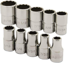 Ability One - 1/4" Drive Socket Set - 6, 12 Points, 3/16" to 9/16" Range, Inch Measurement Standard - USA Tool & Supply