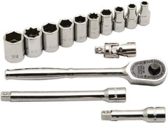 Ability One - 1/4" Drive Socket Set - 12 Points, 3/16" to 9/16" Range, Inch Measurement Standard - USA Tool & Supply