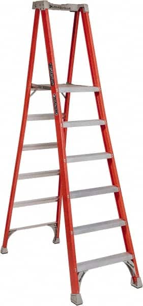 Louisville - 2 Steps, 2' High, Type IA Rating, Fiberglass Platform Ladder - USA Tool & Supply
