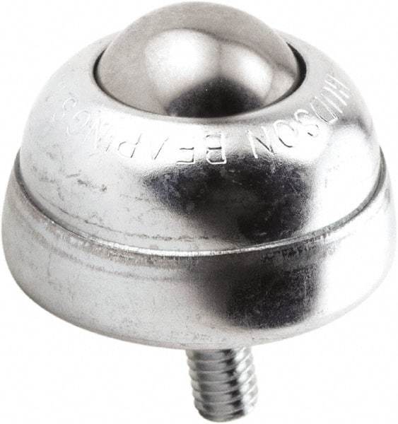 Hudson Bearing - 1 Inch Diameter, Round, Stainless Steel Ball Transfer - 1-3/4 Inch Overall Diameter, 1-3/8 Inch Mount Height, 75 Lb. Capacity - USA Tool & Supply