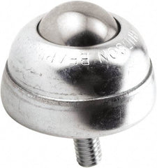 Hudson Bearing - 1 Inch Diameter, Round, Stainless Steel Ball Transfer - 1-3/4 Inch Overall Diameter, 1-3/8 Inch Mount Height, 75 Lb. Capacity - USA Tool & Supply