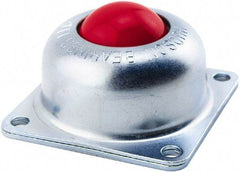 Hudson Bearing - 1-1/2 Inch Diameter, Square, Stainless Steel Ball Transfer - 1.1875 Inch Mount Height, 250 Lb. Capacity - USA Tool & Supply