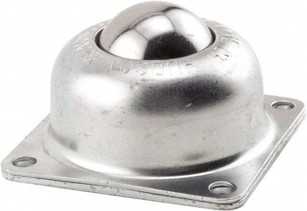 Hudson Bearing - 1-1/2 Inch Diameter, Square, Carbon Steel Ball Transfer - 1.8125 Inch Mount Height, 250 Lb. Capacity - USA Tool & Supply
