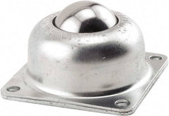 Hudson Bearing - 1-1/2 Inch Diameter, Square, Carbon Steel Ball Transfer - 1.8125 Inch Mount Height, 250 Lb. Capacity - USA Tool & Supply