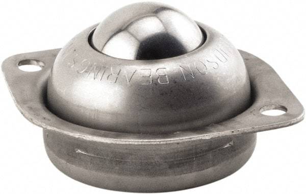 Hudson Bearing - 1 Inch Diameter, Round, Stainless Steel Ball Transfer - 3/4 Inch Mount Height, 75 Lb. Capacity - USA Tool & Supply