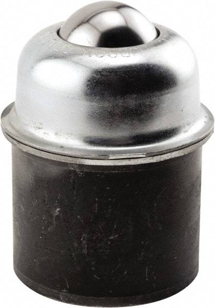 Hudson Bearing - 1-1/2 Inch Diameter, Round, Carbon Steel Ball Transfer - 3 Inch Overall Diameter, 1.8125 Inch Mount Height, 250 Lb. Capacity - USA Tool & Supply