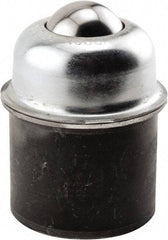 Hudson Bearing - 1-1/2 Inch Diameter, Round, Carbon Steel Ball Transfer - 3 Inch Overall Diameter, 1.8125 Inch Mount Height, 250 Lb. Capacity - USA Tool & Supply