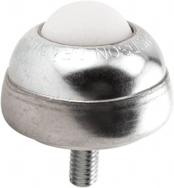 Hudson Bearing - 1 Inch Diameter, Round, Nylon Ball Transfer - 1-3/4 Inch Overall Diameter, 1-3/8 Inch Mount Height, 75 Lb. Capacity - USA Tool & Supply