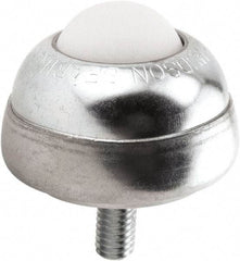 Hudson Bearing - 1 Inch Diameter, Round, Nylon Ball Transfer - 1-3/4 Inch Overall Diameter, 1-3/8 Inch Mount Height, 75 Lb. Capacity - USA Tool & Supply