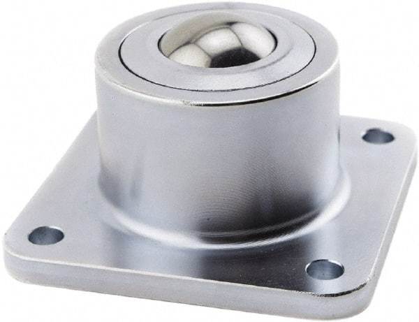 Hudson Bearing - 1.1875 Inch Diameter, Square, Stainless Steel Ball Transfer - 1.7813 Inch Mount Height, 750 Lb. Capacity - USA Tool & Supply