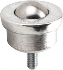 Hudson Bearing - 5/8 Inch Diameter, Round, Stainless Steel Ball Transfer - 1.1875 Inch Overall Diameter, 0.8125 Inch Mount Height, 125 Lb. Capacity - USA Tool & Supply
