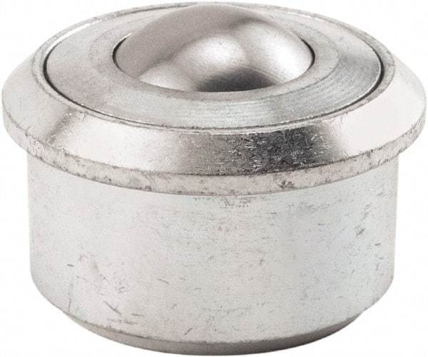 Hudson Bearing - 1.1875 Inch Diameter, Round, Carbon Steel Ball Transfer - 2 Inch Overall Diameter, 1/2 Inch Mount Height, 750 Lb. Capacity - USA Tool & Supply