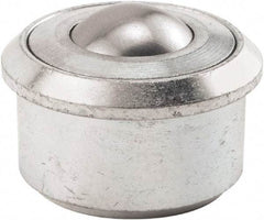 Hudson Bearing - 1.1875 Inch Diameter, Round, Carbon Steel Ball Transfer - 2 Inch Overall Diameter, 1/2 Inch Mount Height, 750 Lb. Capacity - USA Tool & Supply