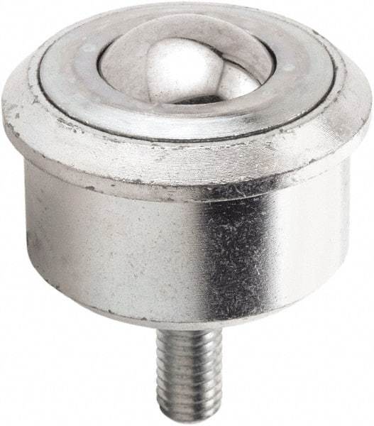 Hudson Bearing - 1.1875 Inch Diameter, Round, Stainless Steel Ball Transfer - 2 Inch Overall Diameter, 1.4375 Inch Mount Height, 750 Lb. Capacity - USA Tool & Supply