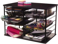 Rolodex - 23.9" Wide x 16.06" High x 15.51" Deep MDF Document Organizer - 12 Compartments, Black, 11" Wide Compartment - USA Tool & Supply