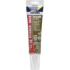 White Lightning - 5.3 oz Tube White Silicone Sealant - -80 to 450°F Operating Temp, 30 min Tack Free Dry Time, 24 hr Full Cure Time - USA Tool & Supply