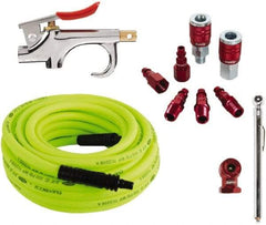 Legacy - 11 Piece Blow Gun & Hose Compressor Accessory Kit - 50' Hose, 3/8" Hose ID, 1/4" Fitting - USA Tool & Supply