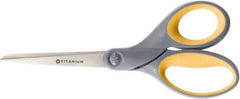 Ability One - 3" LOC, 8" OAL Titanium Scissors - Ambidextrous, Bent Handle, For Sticky Residues - USA Tool & Supply