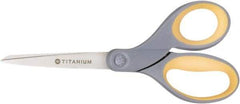 Ability One - 4" LOC, 7" OAL Titanium Scissors - Ambidextrous, Straight Handle, For Sticky Residues - USA Tool & Supply