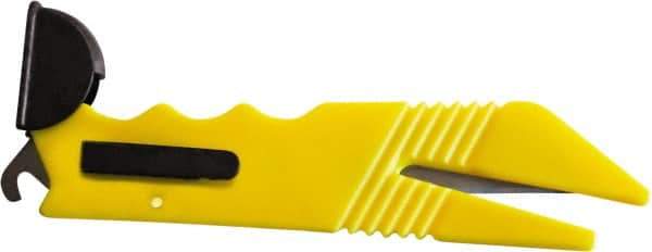 ICT - Fixed Safety Utility Knife - 1" Stainless Steel Blade, Yellow ABS Handle, 2 Blades Included - USA Tool & Supply