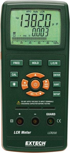 Extech - LCR200, Digital Passive Component LCR Multimeter - 200 mOhm, Measures Capacitance, Resistance - USA Tool & Supply