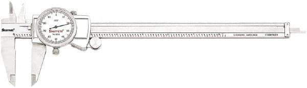Starrett - 0" to 8" Range, 0.001" Graduation, 0.1" per Revolution, Dial Caliper - White Face, 1.5" Jaw Length, Accurate to 0.001" - USA Tool & Supply