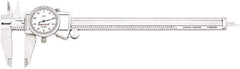 Starrett - 0" to 8" Range, 0.001" Graduation, 0.1" per Revolution, Dial Caliper - White Face, 1.5" Jaw Length, Accurate to 0.001" - USA Tool & Supply