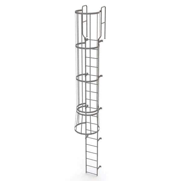 TRI-ARC - Rolling & Wall Mounted Ladders & Platforms Type: Fixed Ladder Style: Safety Cage - USA Tool & Supply