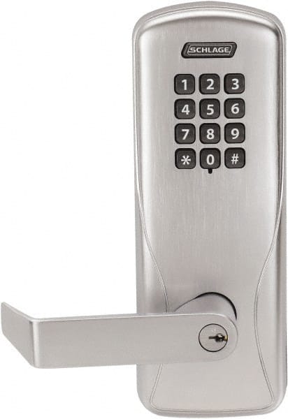 Schlage - Push-button Lock Lever Lockset for 1-3/4 to 2-1/8" Thick Doors - Exact Industrial Supply