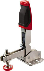 Bessey - 700 Lb Holding Capacity, Vertical Handle, Manual Hold Down Toggle Clamp - 55° Handle Movement, 45° Bar Opening, U-Bar, Flanged Base, Carbon Steel - USA Tool & Supply