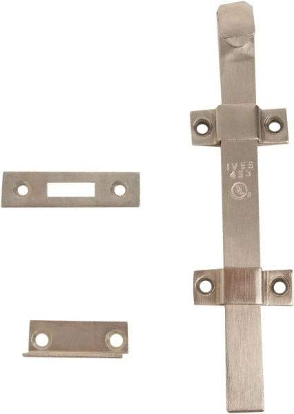 IVES - 8 Inch Long, 1 Inch Wide, Surface Bolt - Steel, Satin Chrome Finish - USA Tool & Supply