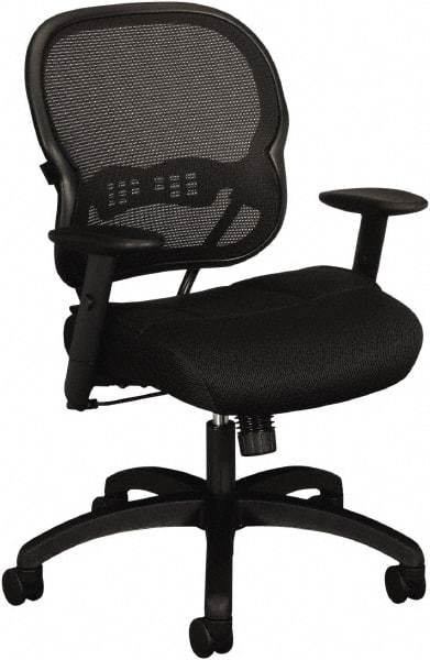 Basyx - 41-3/4" High Mid Back Chair - 27-3/8" Wide x 26-3/8" Deep, Padded Mesh Seat, Black - USA Tool & Supply