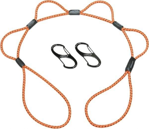 Ability One - Bungee Cord with Loop Ends - 3" OAL, Orange - USA Tool & Supply