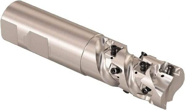 Seco - 1" Cutting Diam, 1" Shank Diam, 8mm Max Depth of Cut, Straight Shank Indexable Copy End Mill - 2 Inserts, LOEX Insert, R217.94 Toolholder - USA Tool & Supply