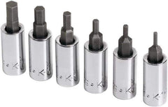 SK - 6 Piece 1/4" Drive Metric Hex Bit Socket Set - 2 to 6mm Hex - USA Tool & Supply