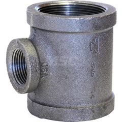 Black Tee: 1-1/2 x 1-1/2 x 1-1/4″, 150 psi, Threaded Malleable Iron, Galvanized Finish, Class 150