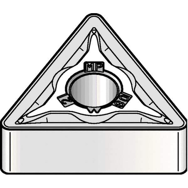 Kennametal - TNMG331 MP Grade KCM15B Carbide Turning Insert - TiOCN Finish, 60° Triangle, 3/8" Inscr Circle, 3/16" Thick, 1/64" Corner Radius - USA Tool & Supply