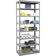 Hallowell - 8 Shelf Starter Heavy-Duty Open Steel Shelving - 800 Lb Capacity, 36" Wide x 87" High x 12" Deep, Gray - USA Tool & Supply