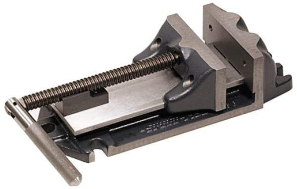 Cardinal Tool - 9" Jaw Opening Capacity x 3" Throat Depth, Horizontal Drill Press Vise - 8" Wide Jaw, Stationary Base, Rapid Action, 21-3/4" OAL x 5-1/2" Overall Height, Steel - USA Tool & Supply