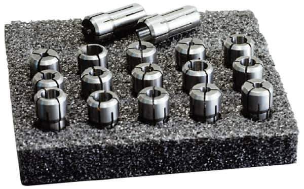 Parlec - 46 Piece, 3/64" to 3/4" Capacity, Single Angle Collet Set - Series TG/PG 75 - Exact Industrial Supply