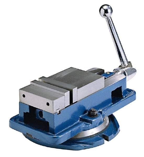 Interstate - 4" Jaw Width, 4" Jaw Opening Capacity, Horizontal Swivel Machine Vise - Manual Operation, 4,409 Lb Capacity, 1 Station, 14.85" Long x 4-31/32" High x 1-1/8" Deep, 1-1/8" Jaw Height - USA Tool & Supply