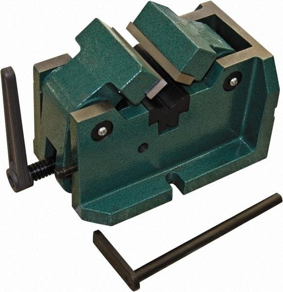 Interstate - 4" Jaw Width, 2-3/8" Max Jaw Opening, Manual Self Centering Vise - 11-27/64" OAL x 7-11/16" OAH - USA Tool & Supply