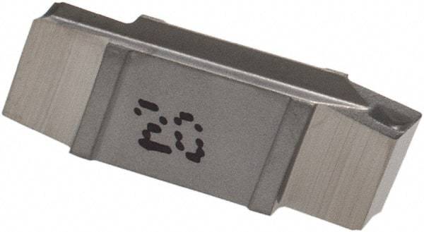 Iscar - 200020GIG Grade IC20, 2mm Cutting Width Carbide Grooving Insert - 3mm Max Depth of Cut, Neutral, 0.2mm Corner Radius, Uncoated - USA Tool & Supply