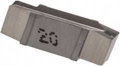 Iscar - 200020GIG Grade IC20, 2mm Cutting Width Carbide Grooving Insert - 3mm Max Depth of Cut, Neutral, 0.2mm Corner Radius, Uncoated - USA Tool & Supply