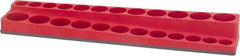 Value Collection - 24 Piece Capacity Magnetic Deep & Shallow Socket Holder - 3/8" Drive, Red - USA Tool & Supply
