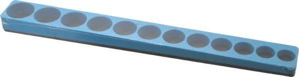 Made in USA - 12 Piece Capacity Magnetic Shallow Socket Holder - 3/8" Drive, Blue - USA Tool & Supply