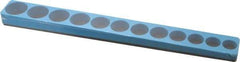 Made in USA - 12 Piece Capacity Magnetic Shallow Socket Holder - 3/8" Drive, Blue - USA Tool & Supply