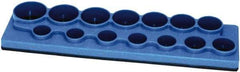 Made in USA - 12 Piece Capacity Magnetic Shallow Socket Holder - 1/2" Drive, Blue - USA Tool & Supply