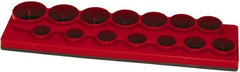 Made in USA - 12 Piece Capacity Magnetic Shallow Socket Holder - 1/2" Drive, Red - USA Tool & Supply