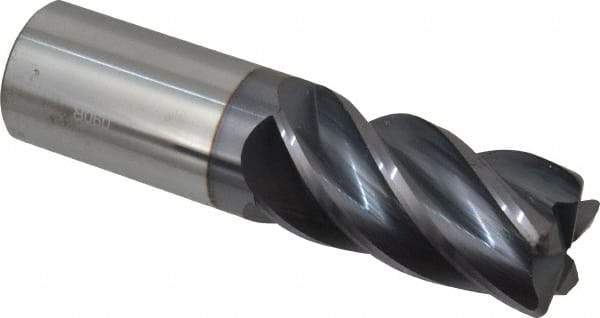 Accupro - 1", 5 Flute, Single End, Solid Carbide, 0.09" Corner Radius End Mill - 4" OAL, Right Hand Flute, 2" LOC, Right Hand Cut - USA Tool & Supply